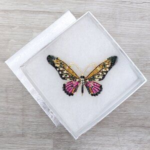 Monarch Butterfly Rhinestone Brooch